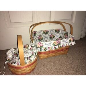 Longerberger Lined‎ Basket Set Signed 1998